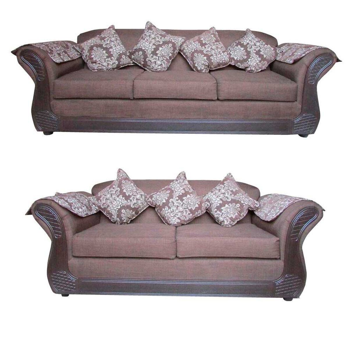 Juego de Living Almore Irlanda Sof&aacute; 3 Cuerpos + Sof&aacute; 2 Cuerpos Caf&eacute;