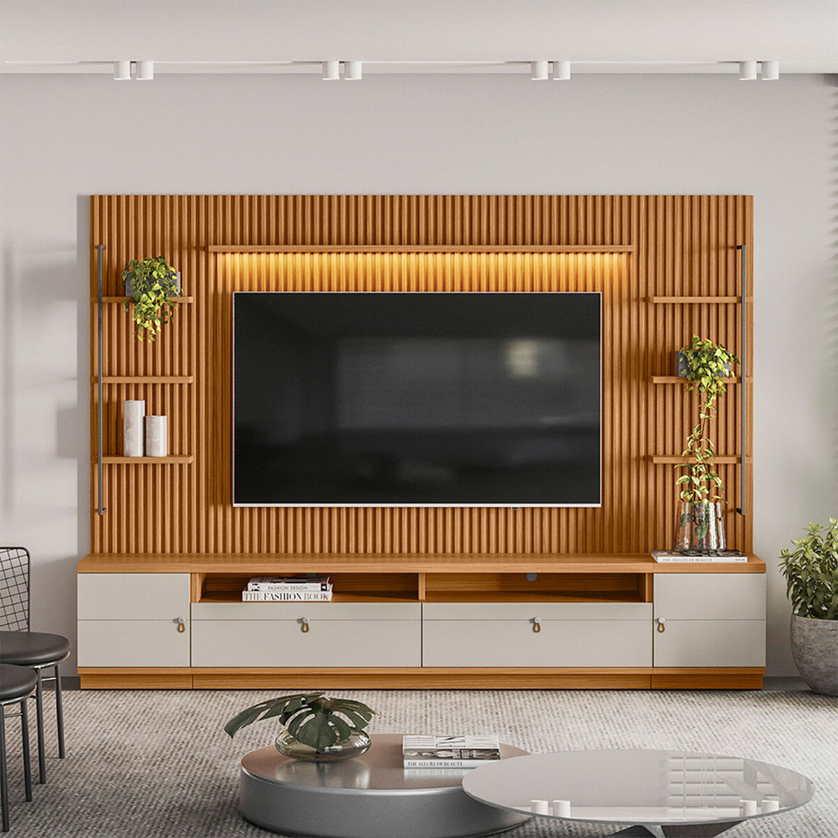 Home TV Di Poretti Design Ouro TV Hasta 75" Caf&eacute; Claro