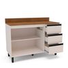 Mueble Base de Cocina Premier Vekkahome 2 Puertas 3 Cajones Beige