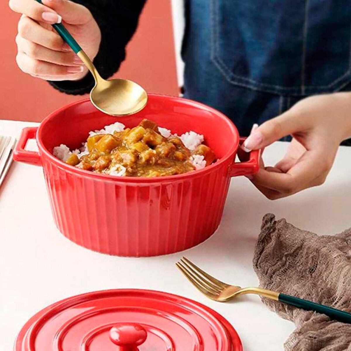 Fuente de Cer&aacute;mica para Horno Cacerola Olla Simplit Roja