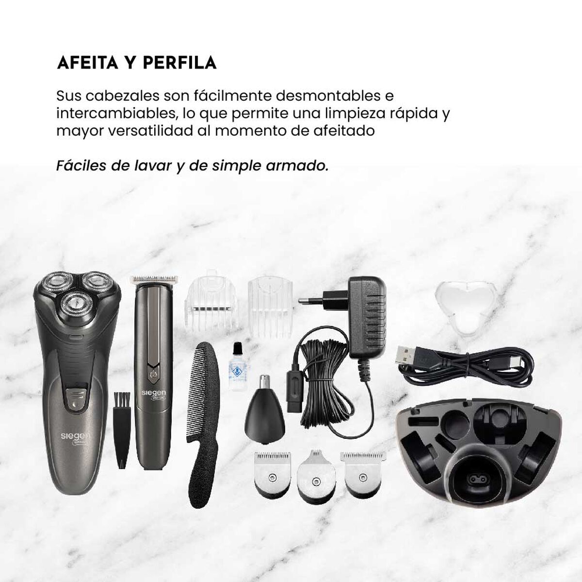 Set Cortapelos y Afeitadora Siegen SG-8440C01 4 en 1