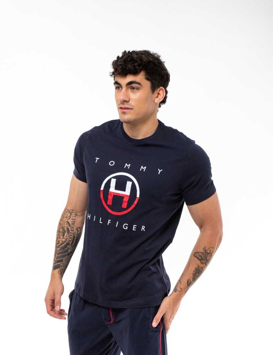 Polera De Pijama Algodón Estampada Manga Corta Hombre Tommy Hilfiger