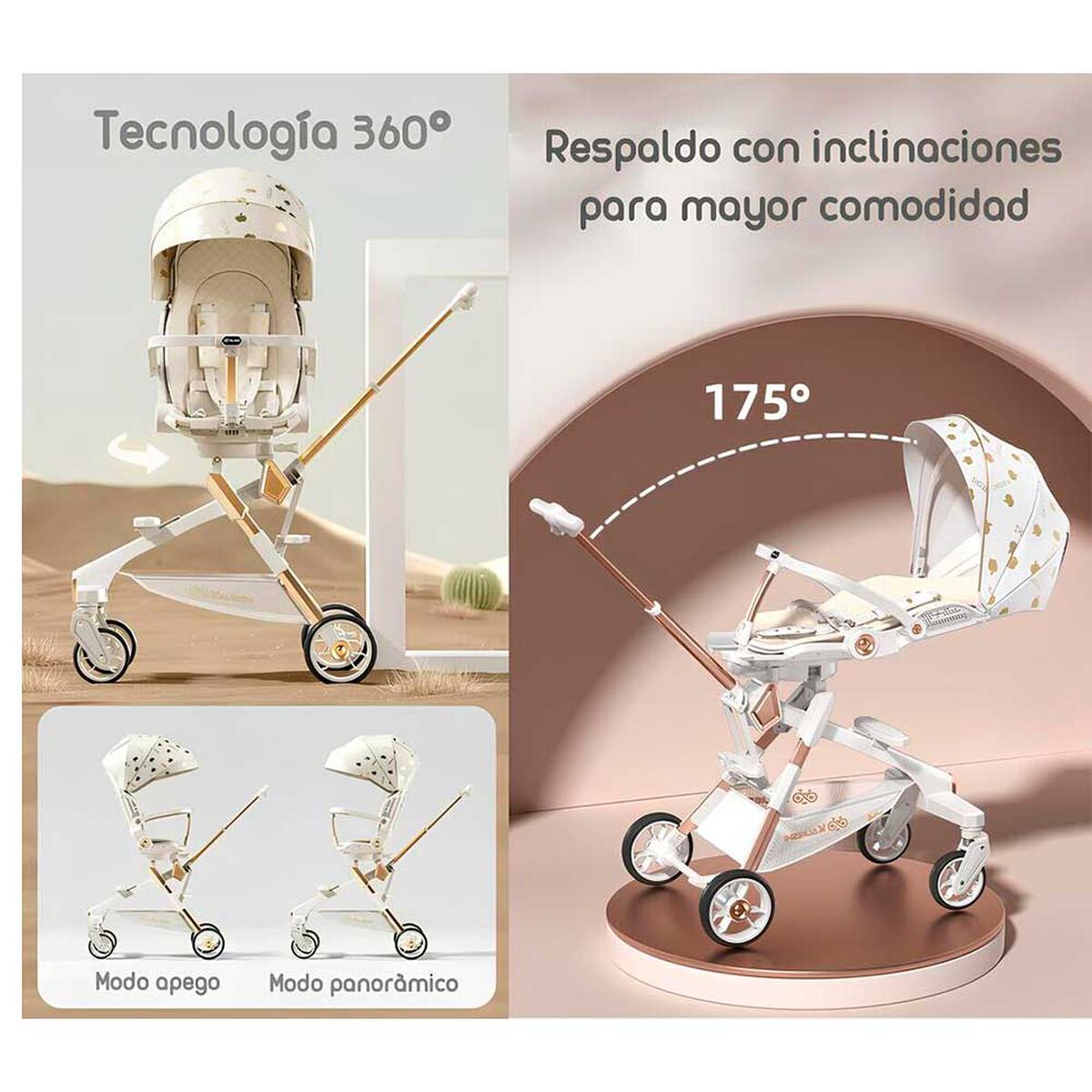 Coche de Paseo 360° con Mesita Lubabycas Negro