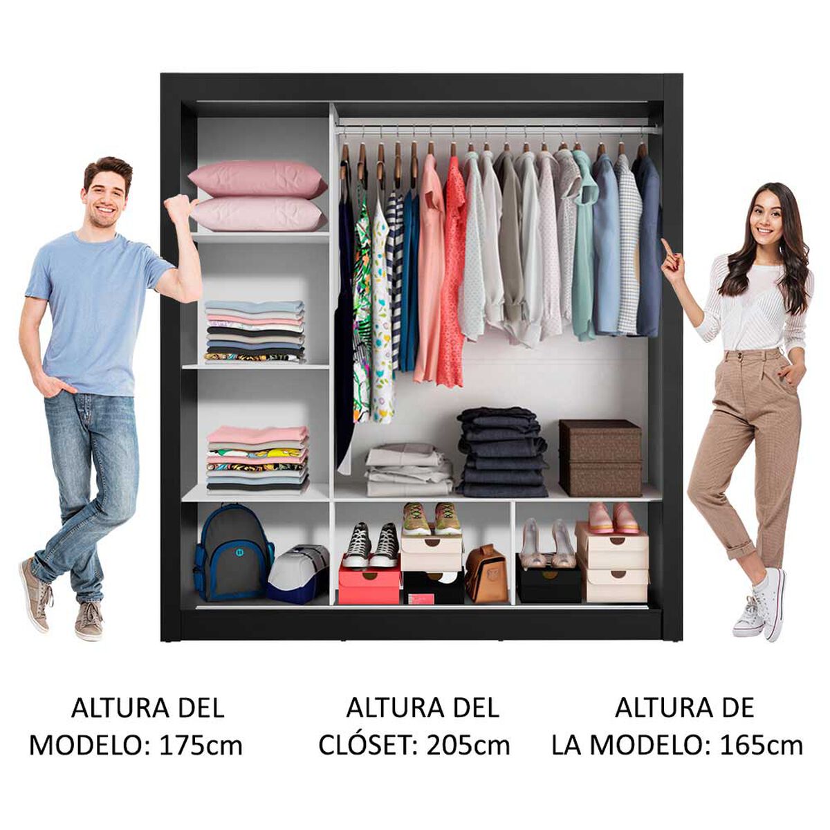 Closet Vekkahome Monaco 3 Puertas Negro