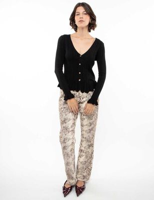 Imagen 2 del producto Pantalón Estampado Recto Mujer Zibel Taupe