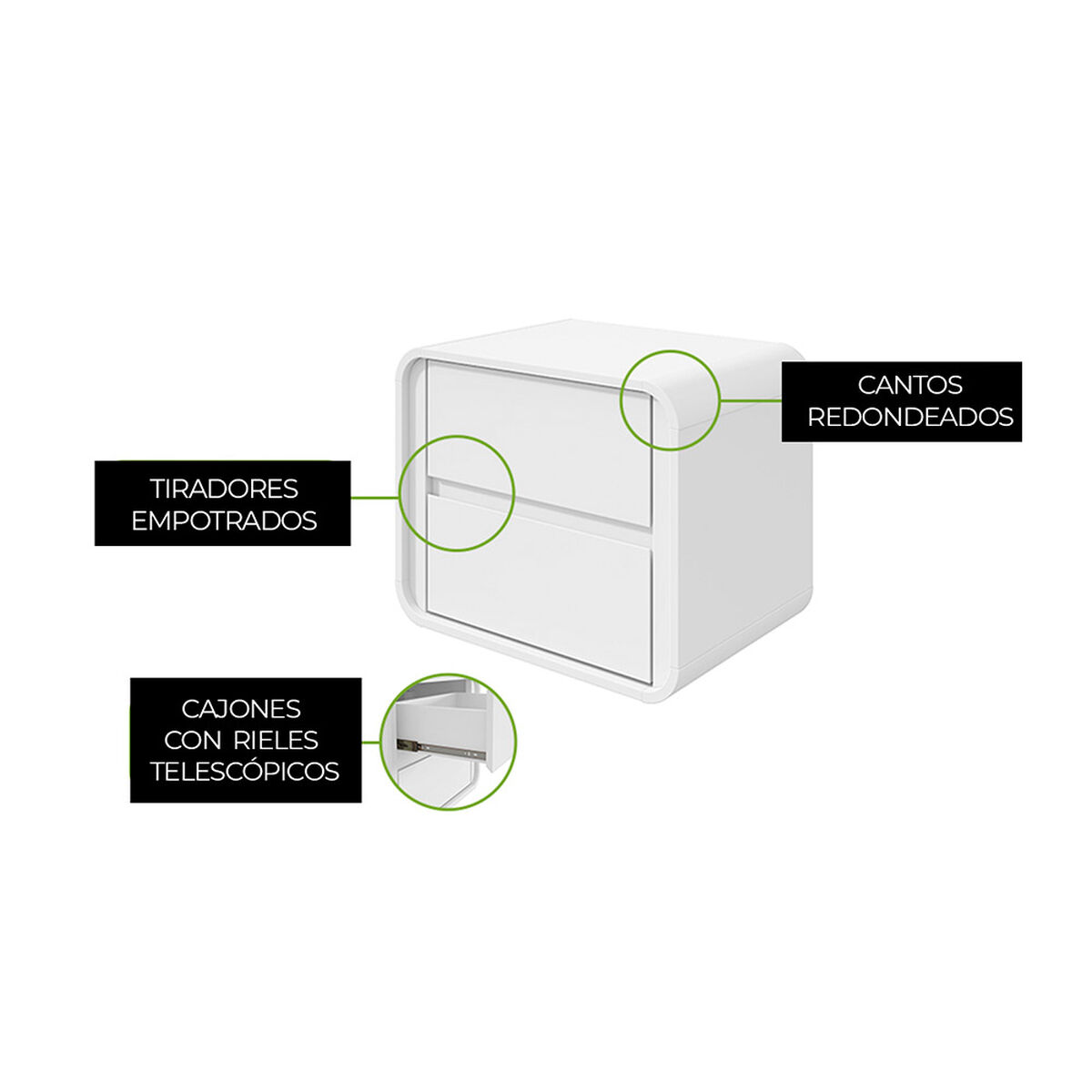 Velador Di Poretti Design Loop 2 Cajones Blanco