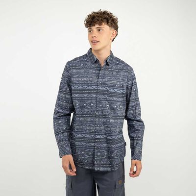 Camisa Manga Larga Hombre Cutback Azul, Negro, Verde