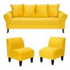 Juego de Living Bodevir Lua Felpa 3 Cuerpos + Dos Poltronas 1 Cuerpo Amarillo