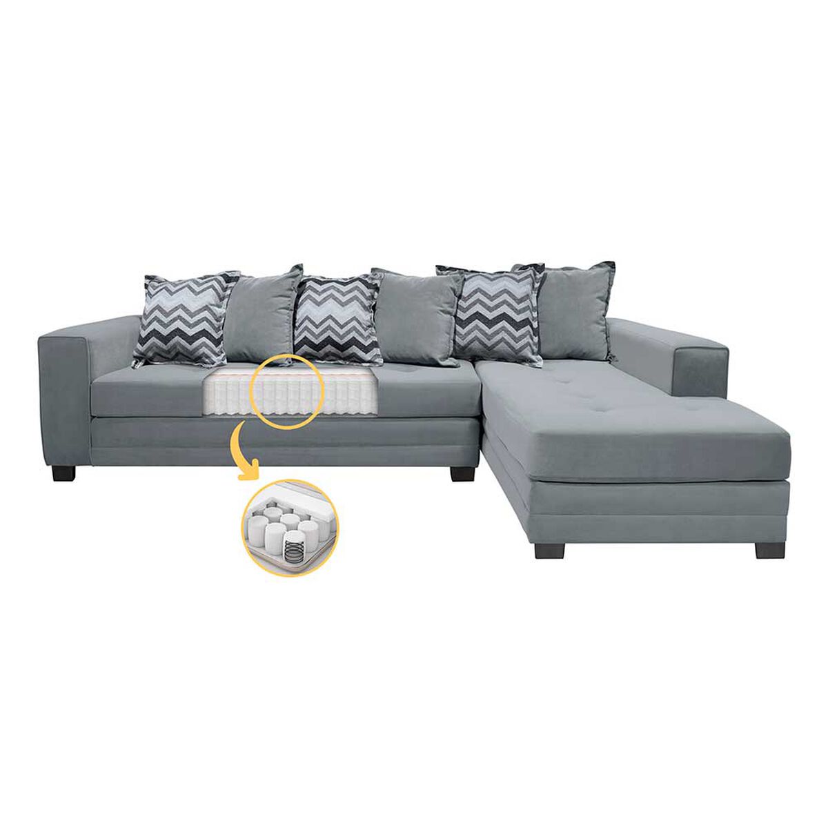 Sof&aacute; Seccional Living Factory Venecia 5 Cuerpos Gris