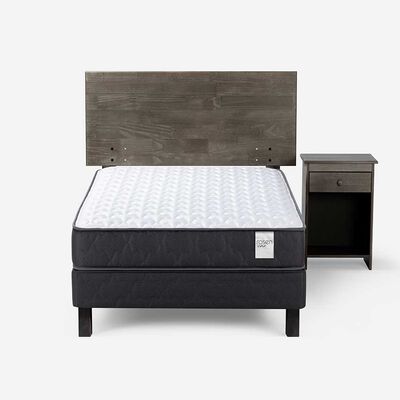 Imagen 2 del producto Cama Europea Rosen 1,5 Plazas Wave + Respaldo + Velador Tabor Grafito