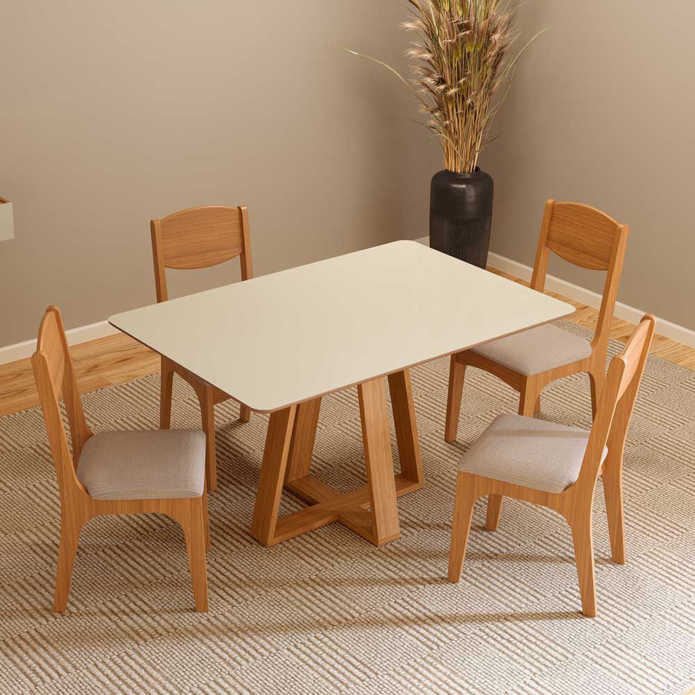 Comedor Decocasa Tm86 4 Sillas Off White Castaño