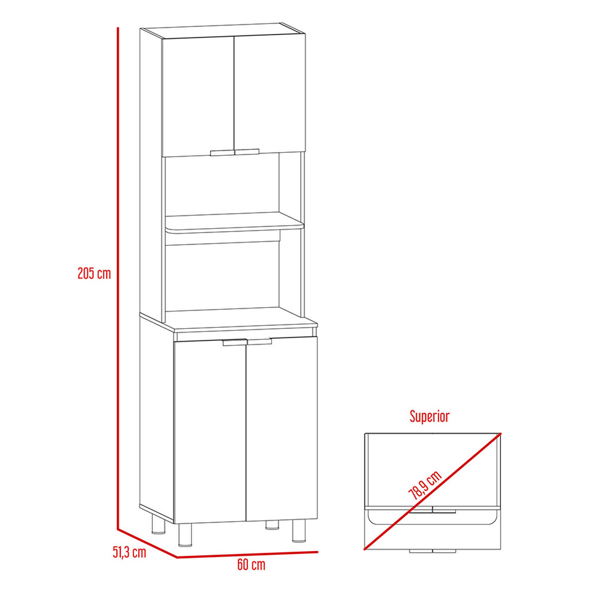 Muebles Alacena + Microondas + Barra Auxiliar TuHome Kitchen
