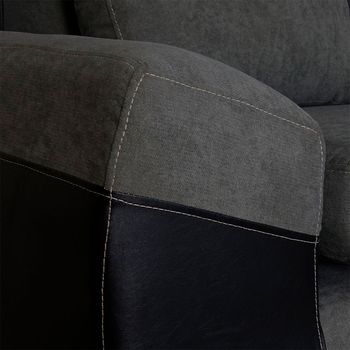 Seccional Derecho Elegant Houston Cheise Tela/PU 5 Cuerpos Gris