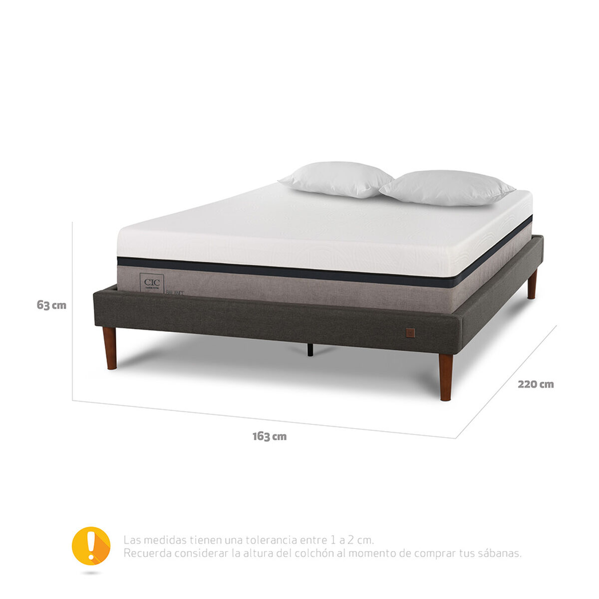 Cama Europea CIC 2 Plazas Balance + Almohadas Viscoelásticas
