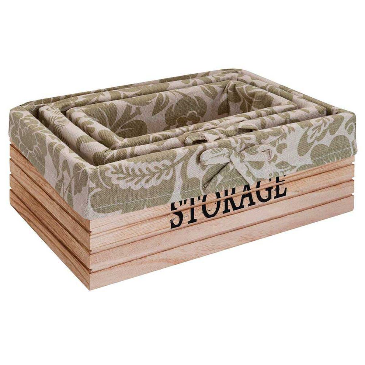 Set de 3 Canastos Rectangulares Madera Vgo Natural