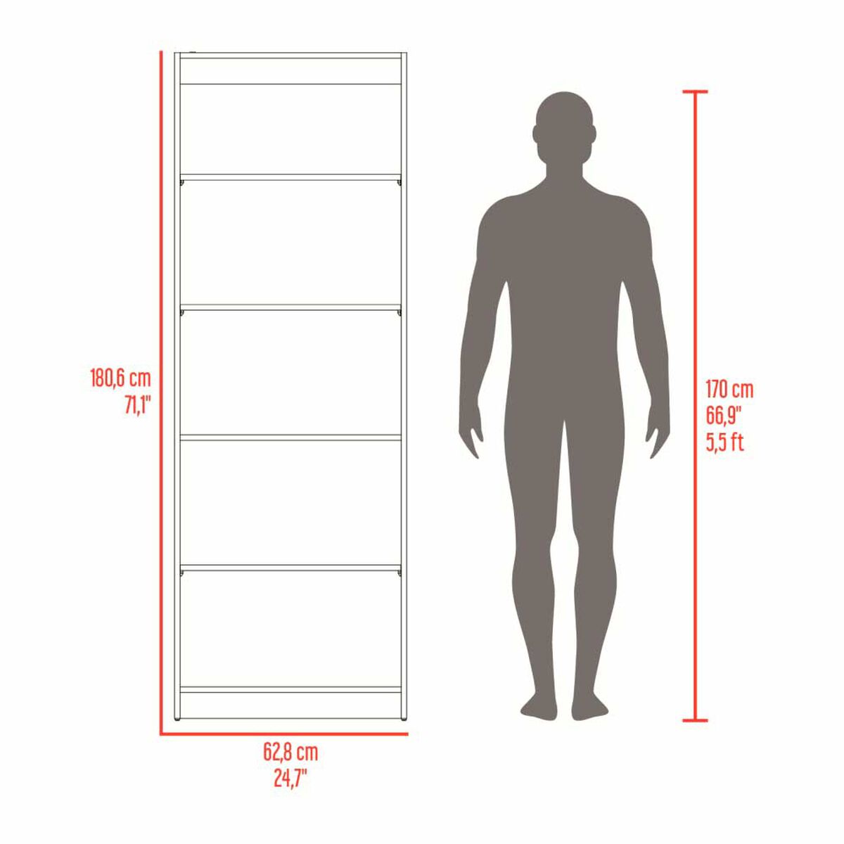 Estante TuHome Home E3 4 Repisas Wengue Fresno Europeo