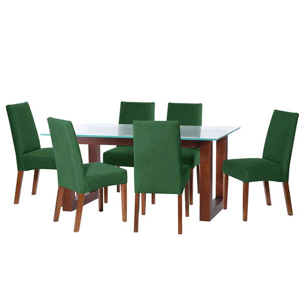 Juego de Comedor Latam Home Pamplona Murcia 6 Sillas Cuero Café Moro