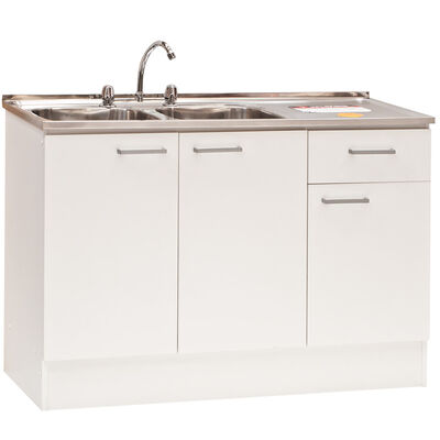 Kit Mueble de Lavaplatos + Lavaplatos Mobikit Blanco 3 Puertas 1 Cajón