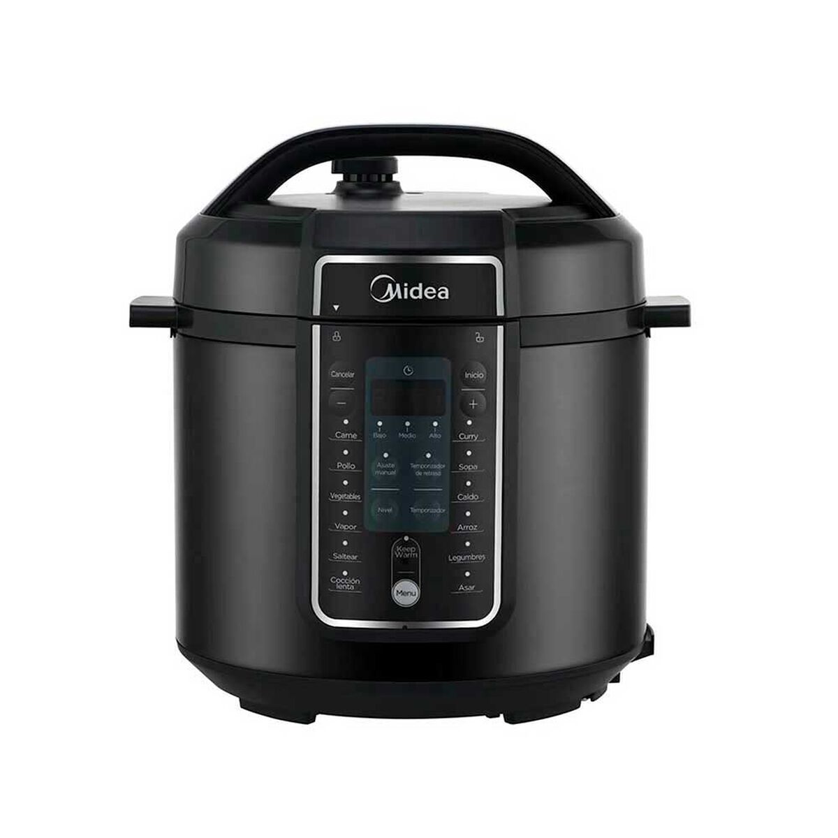 Combo Olla a Presión Multicook Midea MY-PC6007B 5,7 lts. + Set Pinzas Cocina Casa Linda Acero Inoxidable Negro