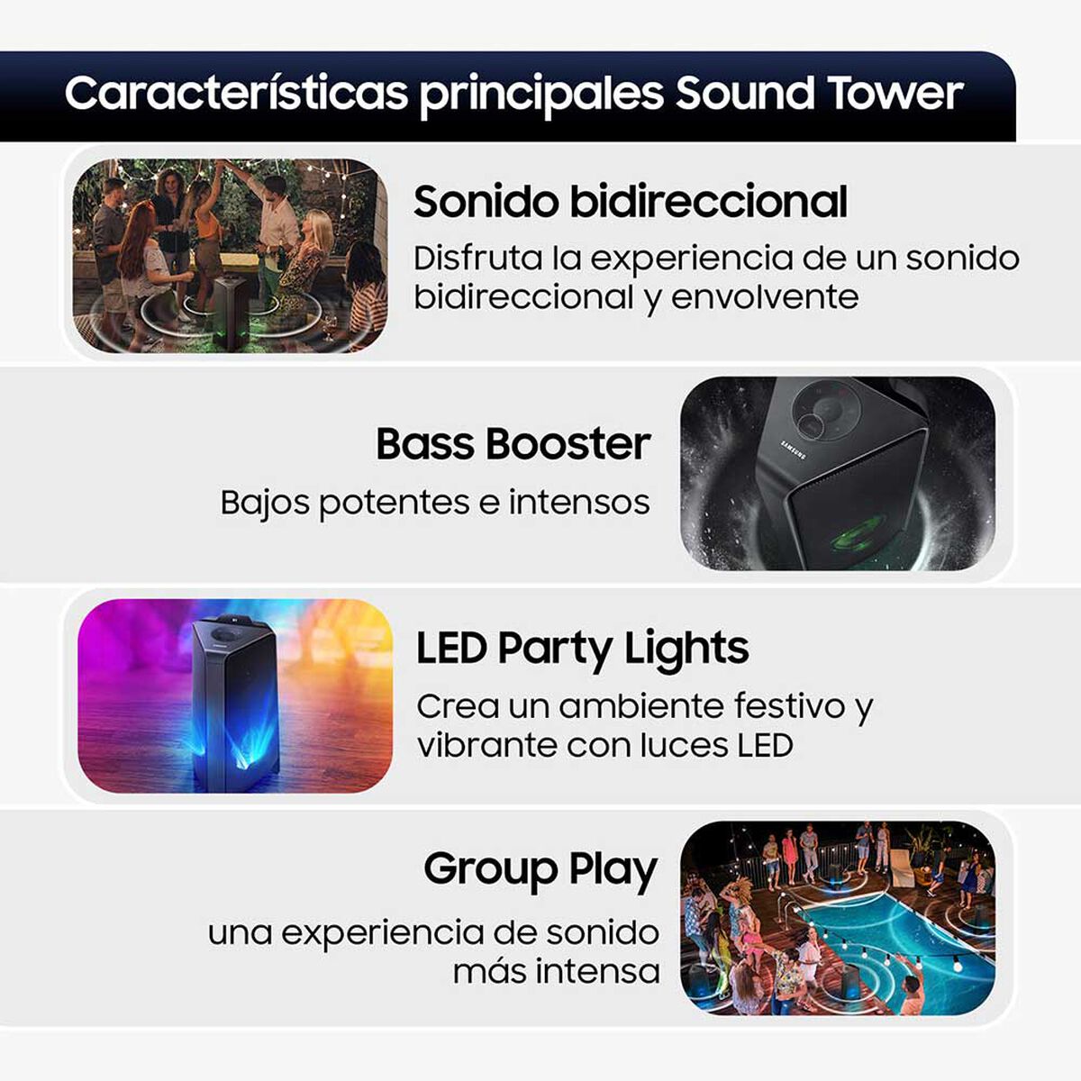 Minicomponente Samsung Sound Tower MX-T40/ZS 300W 2020 Negro