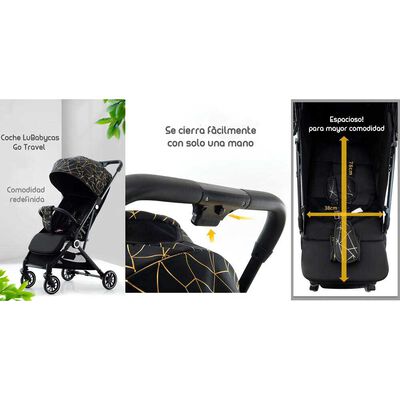 Imagen 2 del producto Coche de Paseo Últra Compacto con Accesorios Lubabycas Negro