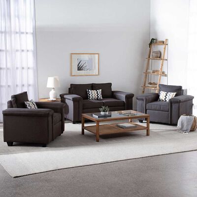 Imagen 1 del producto Juegos de Living Mons Sicilia Sofá 2 Cuerpos + Dos Sillones 1 Cuerpo Chocolate