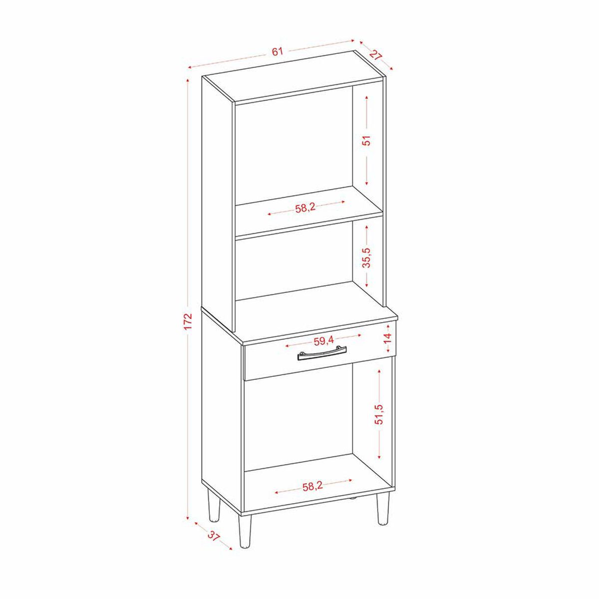 Mueble para Microondas Casanova 4 Puertas White