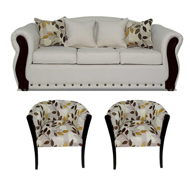 Juego de Living Elegant Detail Bartolucci Sofá 3 Cuerpos + Dos Sillones 1 Cuerpo Azul