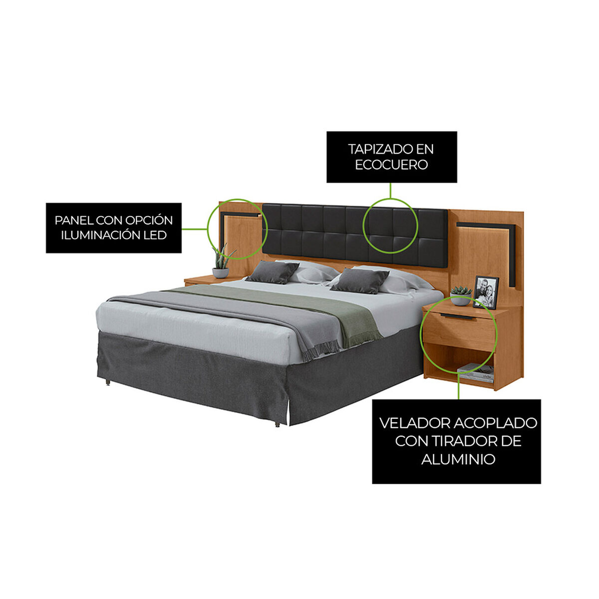 Respaldo Di Poretti Design Calitan 2 Plazas Negro