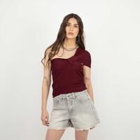 Polera One Shoulder Mujer Soviet Burdeo