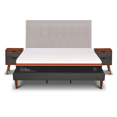Cama Europea Curve CIC King Bee Comfort + Respaldo + 2 Veladores