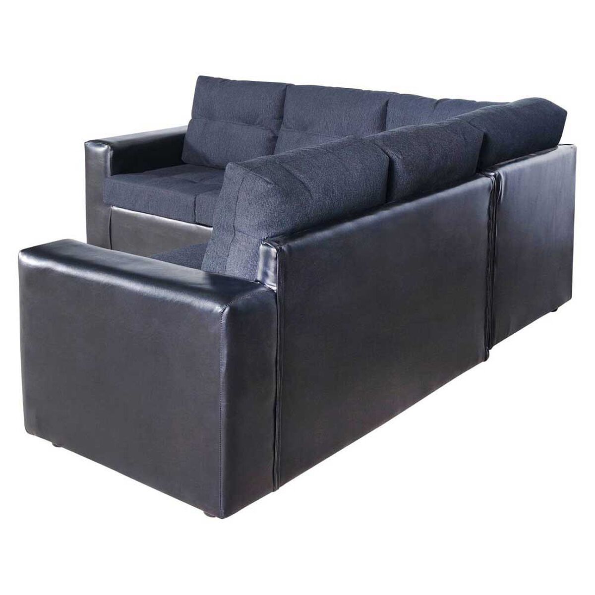 Sofá Seccional Modular Kea Liverpool 5 Cuerpos PU Tela Negro Gris