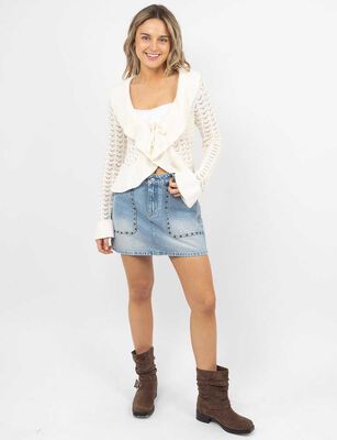 Imagen 2 del producto Falda Mini Denim Mujer Icono Celeste