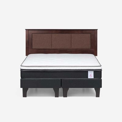 Cama Europea Rosen Base Dividida 2 Plazas New Style 6 + Respaldo Rachel