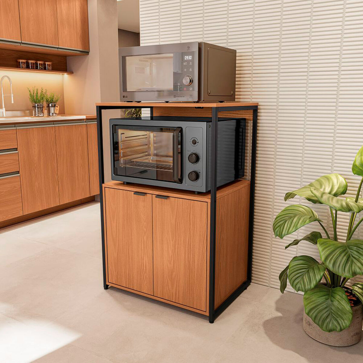 Mueble Organizador de Cocina Roca Org&aacute;nico Canela Negro