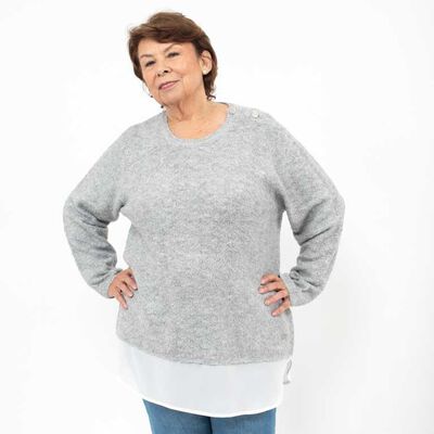 Sweater Con Aplique Botones Cuello Redondo Mujer Extralindas