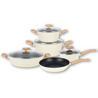Batería de Cocina Aluminio Forjado Simplit Savannah 9 Piezas Crema
