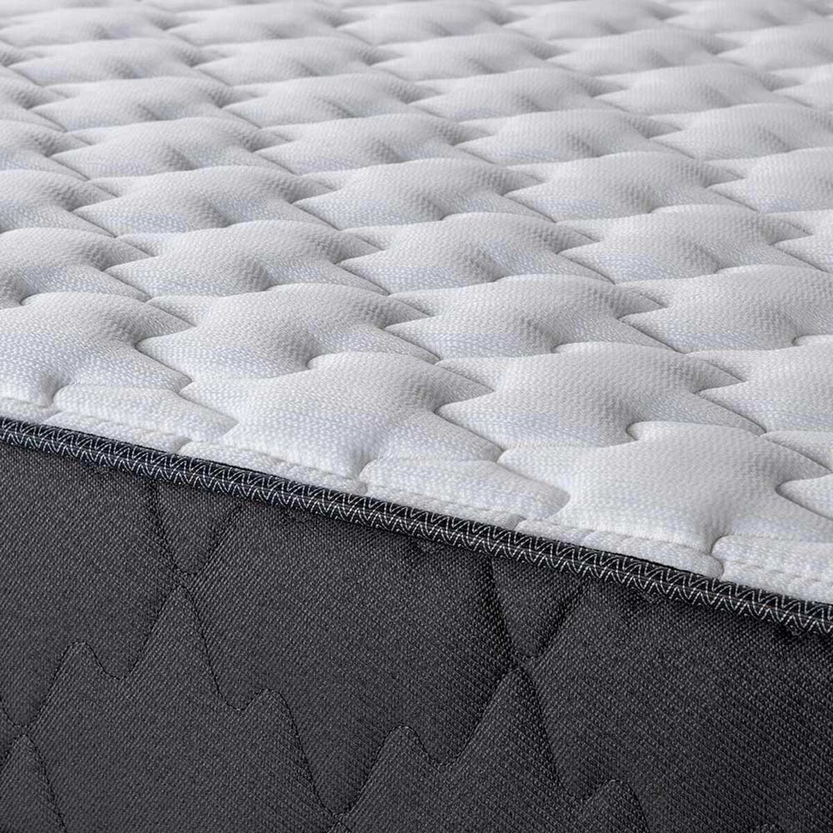 Cama Europea Rosen 2 Plazas Wave  + Respaldo Tabor Grafito