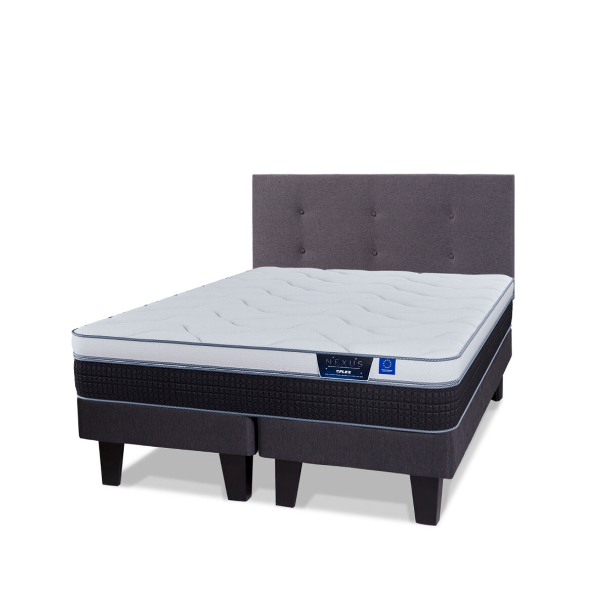 Cama Europea Flex King Nexus Base Dividida + Respaldo Royal Grafito