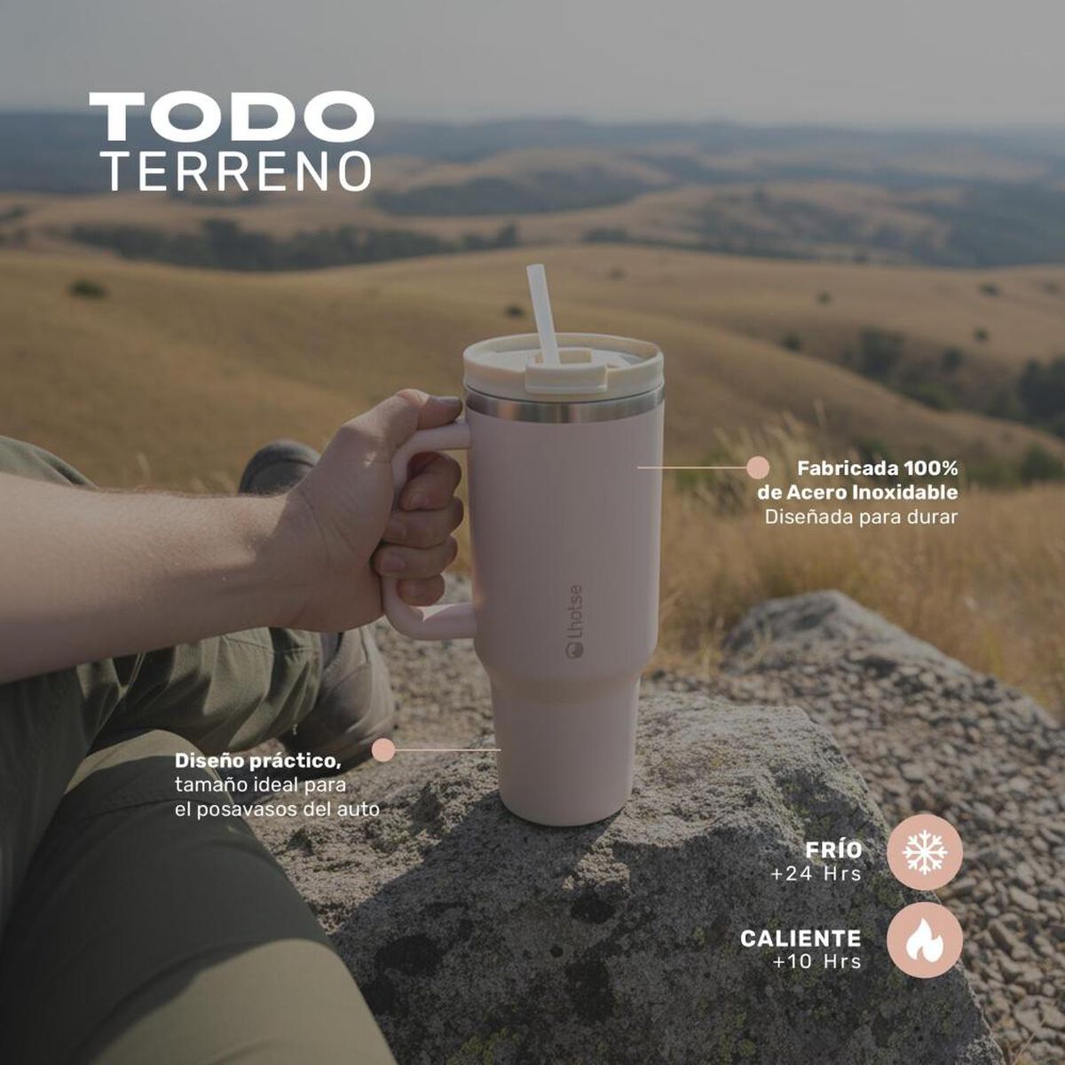 Vaso T&eacute;rmico Tumbler Lhotse Acero Inoxidable con Tapa 1180ml Rosado