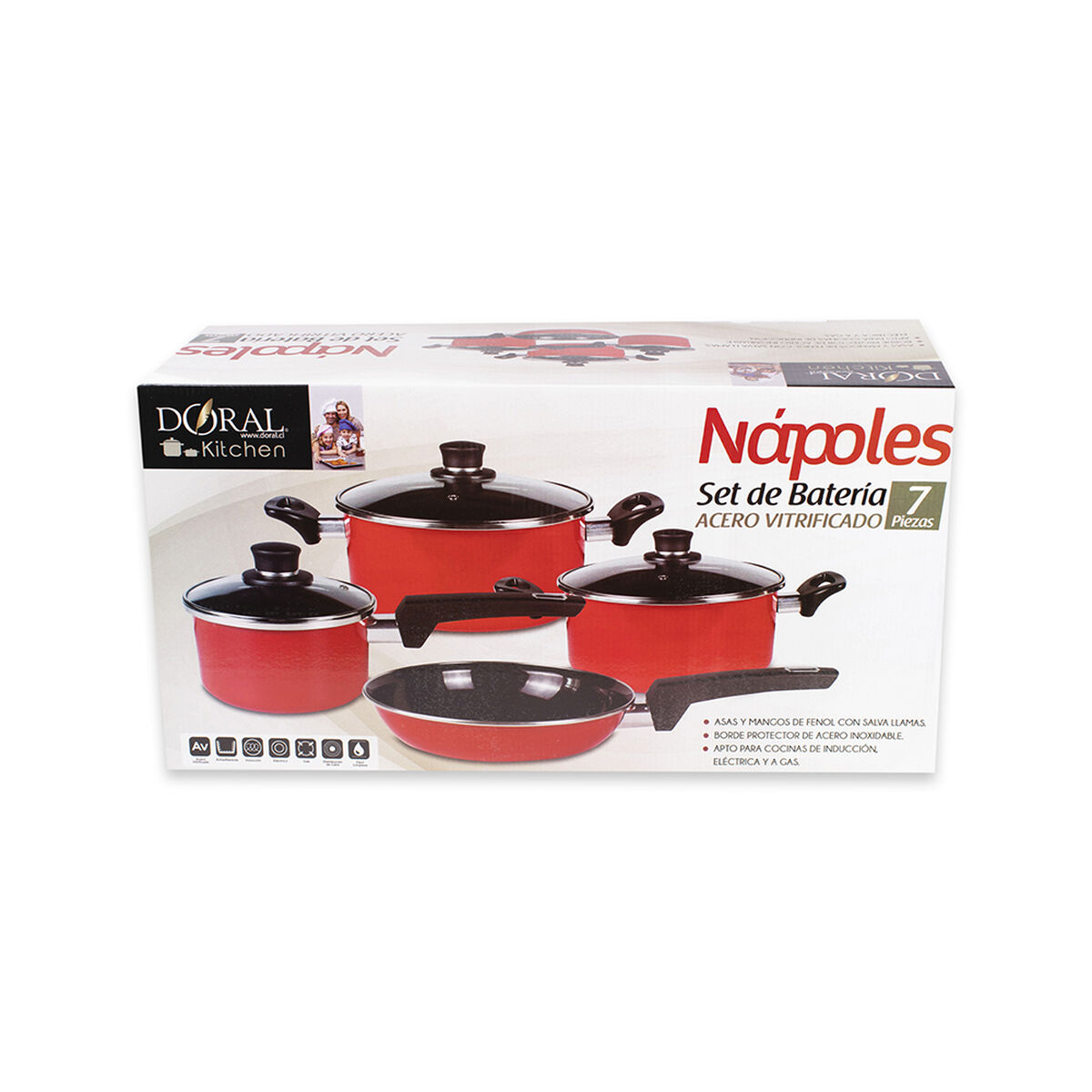 Batería Doral Napoles Acero Inoxidable 7 Piezas