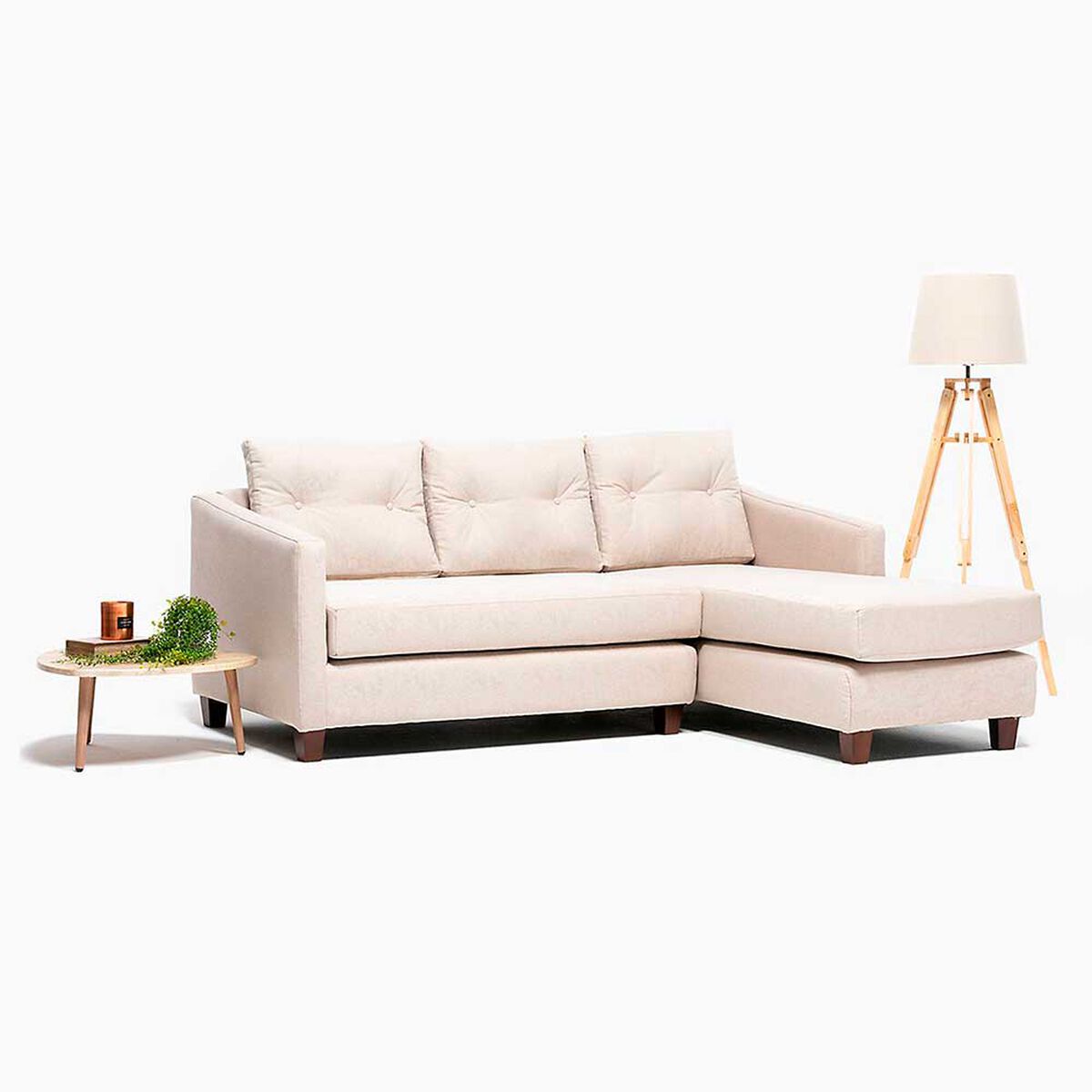 Sofá Seccional Barra Design Elena Derecho 3 Cuerpos Beige
