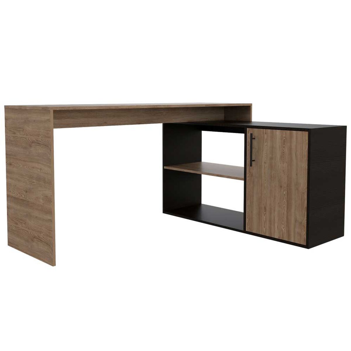 Combo Escritorio en L + Gabinete TuHome Bilbao Miel Wengue