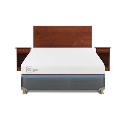 Cama Americana CIC Base Dividida 2 Plazas Excellence Plus + Respaldo + 2 Veladores New Villarrica