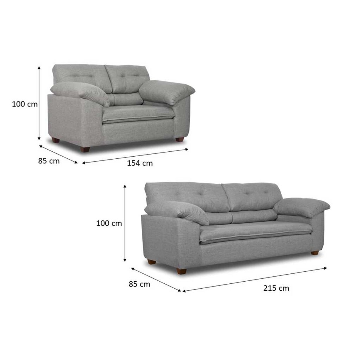 Juego de Living Innovamuebles Liverpool Sofá 3 Cuerpos + Sofá 2 Cuerpos Gris Claro