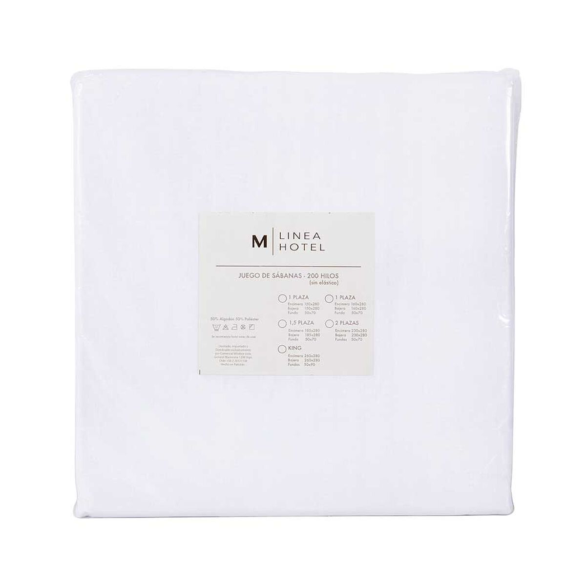 Juego de Sábanas Liso Linea Hotel 200 Hilos 1,5 Plazas Blanco