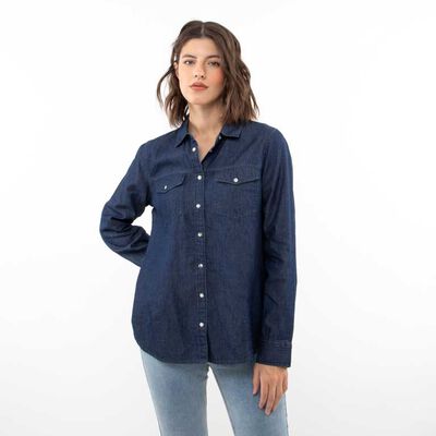Blusa Denim Manga Larga Mujer Zibel