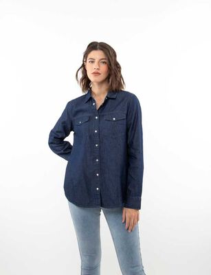 Imagen 1 del producto Blusa Denim Manga Larga Mujer Zibel Azul, Celeste, Negro
