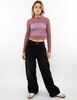 Polera Crop Transparente Estampada Manga Larga Mujer Icono