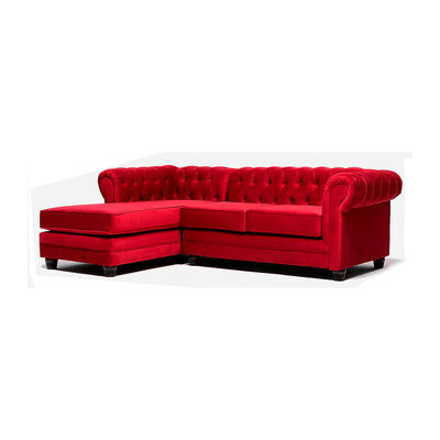 Sofá Seccional Barra Design Chesterfield Izquierdo 3 Cuerpos Rojo